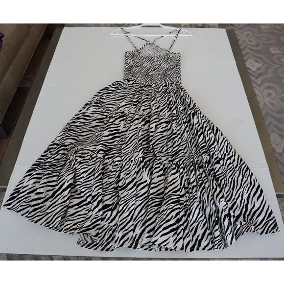 Lusana x Anthropologie Women's Sz S US 4 Zebra Print Arlen Midi Halter Dress - Picture 7 of 7